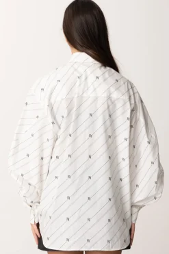 Elisabetta Franchi Bambina Camicia Oversize con Stampa RigheBIANCO/NERO