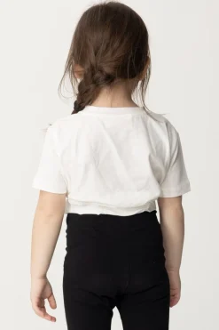Elisabetta Franchi Bambina T-shirt con Aperture e Placchetta LogoLIGHT CREAM