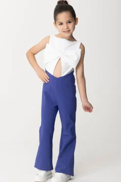 Elisabetta Franchi Bambina Tuta Bicolor con Maxi FioccoIVORY-BLU INDIGO