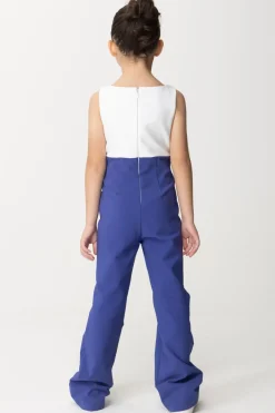 Elisabetta Franchi Bambina Tuta Bicolor con Maxi FioccoIVORY-BLU INDIGO