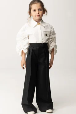 Elisabetta Franchi Bambina Pantaloni Palazzo In Fresco LanaBLACK