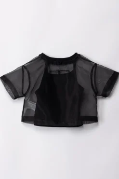 Elisabetta Franchi Bambina T-shirt In OrganzaBLACK