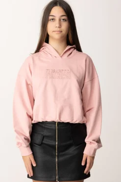 Elisabetta Franchi Bambina Felpa Crop con Ricamo LogoPOWDER PINK