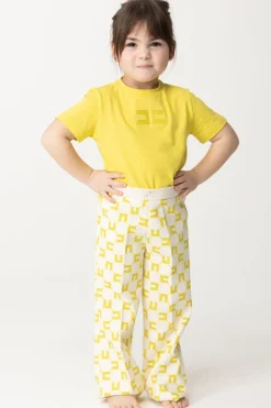 Elisabetta Franchi Bambina Pantaloni Stampa Logo con PiegaBUTTER/CEDAR
