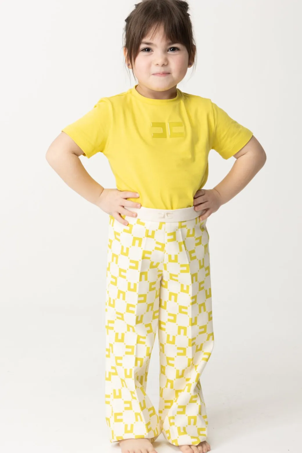 Elisabetta Franchi Bambina Pantaloni Stampa Logo con PiegaBUTTER/CEDAR