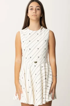 Elisabetta Franchi Bambina Abito Smanicato In Crepe con Stampa RigheBURRO/NERO