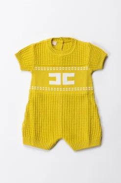 Elisabetta Franchi Bambina Pagliaccetto Tricot con Ricamo LogoCEDAR/IVORY