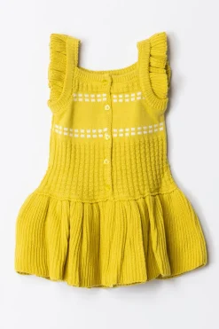 Elisabetta Franchi Bambina Abito In Maglia con Ricamo LogoCEDAR/IVORY