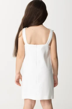 Elisabetta Franchi Bambina Abito con Ricamo Di Castoni e FiocchiLIGHT CREAM