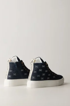 Elisabetta Franchi Bambina Sneaker Alte con Pattern Logo In StrassBLU