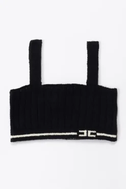 Elisabetta Franchi Bambina Top con Dettagli a ContrastoBLACK/BUTTER