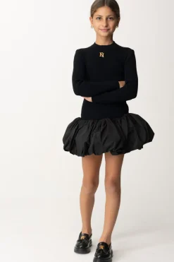 Elisabetta Franchi Bambina Abito In Viscosa con Gonna a PalloncinoNERO