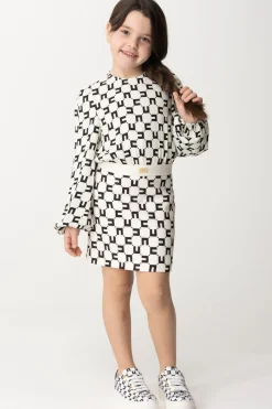 Elisabetta Franchi Bambina Abito Maniche Lunghe Stampa Cc CubicaBUTTER/BLACK