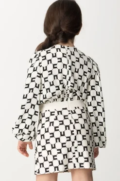 Elisabetta Franchi Bambina Abito Maniche Lunghe Stampa Cc CubicaBUTTER/BLACK