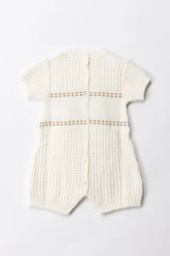 Elisabetta Franchi Bambina Pagliaccetto Tricot con Ricamo LogoIVORY/SAND