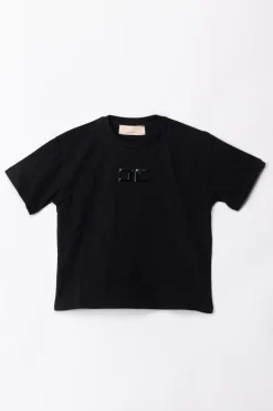 Elisabetta Franchi Bambina T-shirt con Logo StampatoBLACK