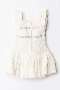 Elisabetta Franchi Bambina Abito In Maglia con Ricamo LogoIVORY/SAND