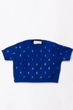 Elisabetta Franchi Bambina Maglia con Logo In StrassINDIGO BLUE/CRYSTAL