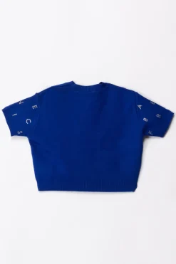 Elisabetta Franchi Bambina Maglia con Logo In StrassINDIGO BLUE/CRYSTAL