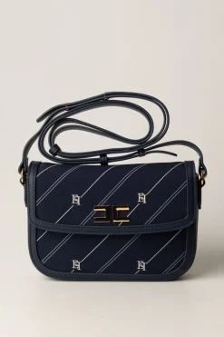 Elisabetta Franchi Bambina Borsa a Tracolla con Stampa RigheNAVY/CREAM