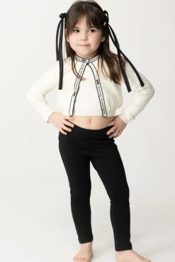Elisabetta Franchi Bambina Leggings con Logo Cc RicamatoBLACK