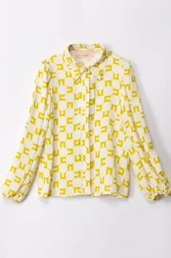 Elisabetta Franchi Bambina Camicia con Stampa Logo a ContrastoBUTTER/CEDAR