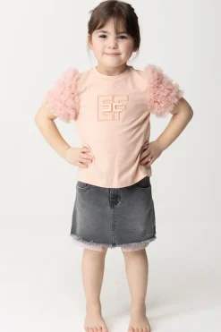 Elisabetta Franchi Bambina T-shirt con Ruches In TulleDESERT ROSES