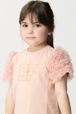 Elisabetta Franchi Bambina T-shirt con Ruches In TulleDESERT ROSES
