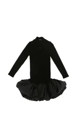 Elisabetta Franchi Bambina Abito Tricot con Gonna a PalloncinoNERO