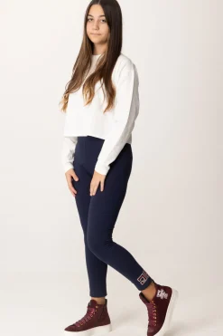 Elisabetta Franchi Bambina Leggings In Jersey con Ricamo Logo CcNAVY/ROUGE NOIR-BURRO