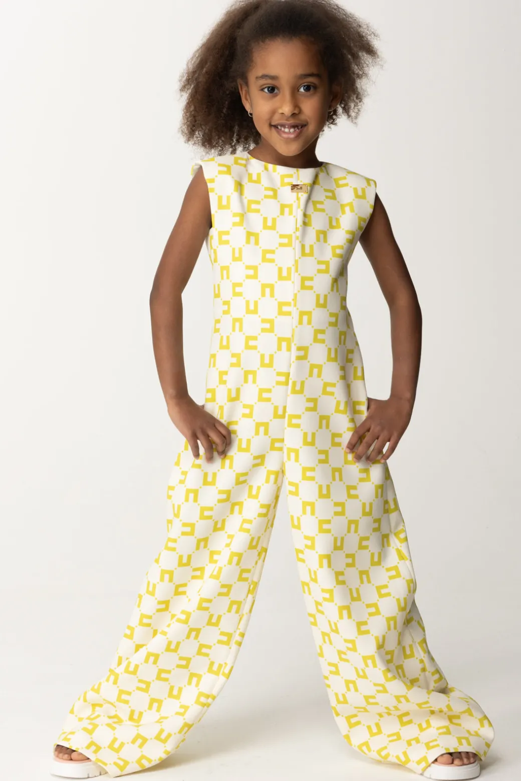 Elisabetta Franchi Bambina Tuta con Logo All-overBUTTER/CEDAR