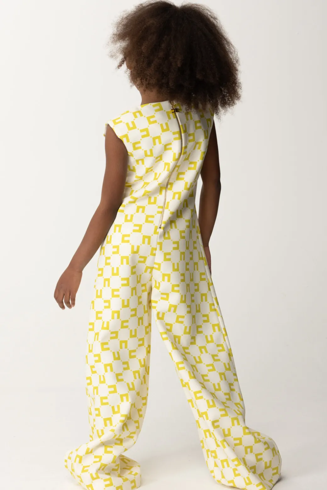 Elisabetta Franchi Bambina Tuta con Logo All-overBUTTER/CEDAR