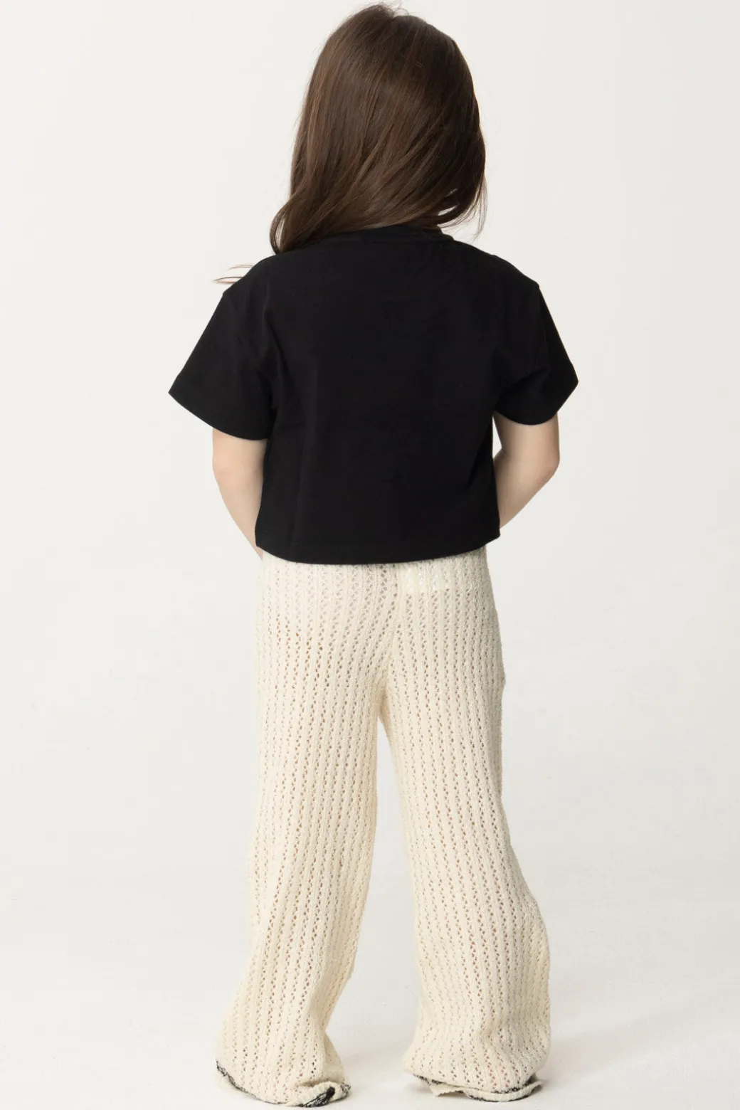 Elisabetta Franchi Bambina Pantaloni Tricot con Tasche FrontaliBUTTER/BLACK/BLACK