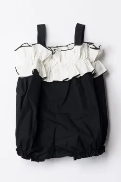 Elisabetta Franchi Bambina Pagliaccetto Bicolore con ArricciatureIVORY/BLACK