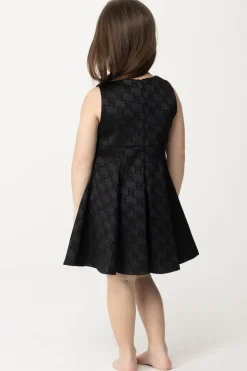 Elisabetta Franchi Bambina Abito In Raso con LoghiBLACK