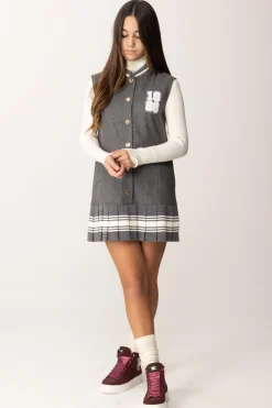 Elisabetta Franchi Bambina Scamiciato In Lana Stile College con PiegheSTEEL/AVORIO-STEEL