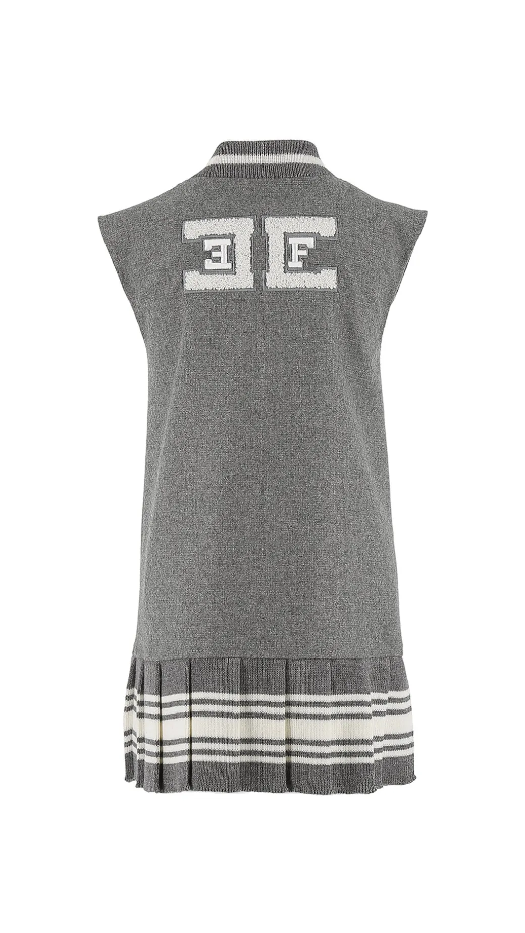 Elisabetta Franchi Bambina Scamiciato In Lana Stile College con PiegheSTEEL/AVORIO-STEEL