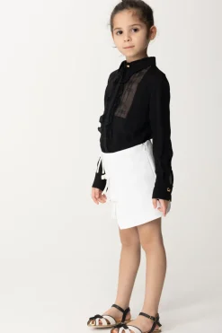 Elisabetta Franchi Bambina Camicia con Plastron RicamatoBLACK