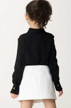 Elisabetta Franchi Bambina Camicia con Plastron RicamatoBLACK