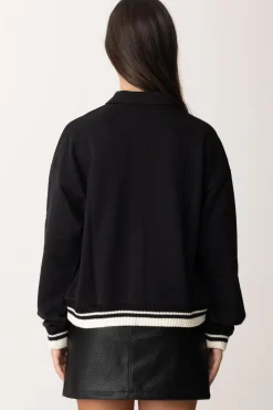 Elisabetta Franchi Bambina Felpa con Bottoni con Logo CollegeNERO/RICAMO AVORIO-NERO