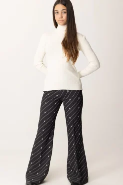 Elisabetta Franchi Bambina Pantaloni Flare Stampa Righe e LogoNERO-BURRO