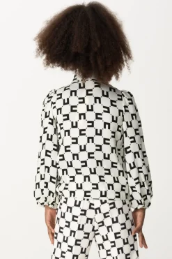 Elisabetta Franchi Bambina Camicetta In Viscosa con Stampa LogoBUTTER/BLACK