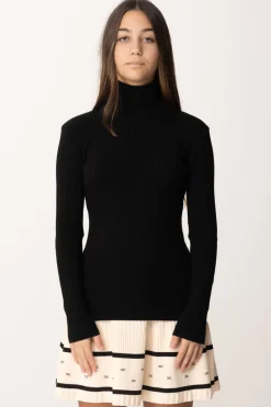 Elisabetta Franchi Bambina Maglia a Lupetto a CostineNERO