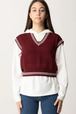 Elisabetta Franchi Bambina Gilet Corto In LanaROUGE NOIR/BURRO