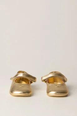 Elisabetta Franchi Bambina Ballerine Dorate con Logo CcORO