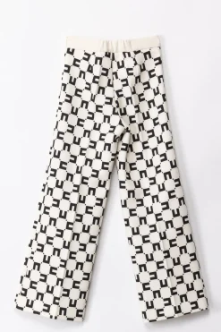Elisabetta Franchi Bambina Pantaloni con Stampa LogoBUTTER/BLACK