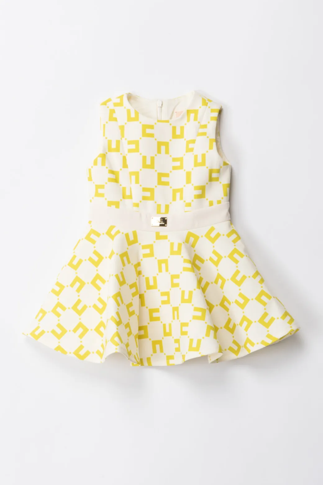 Elisabetta Franchi Bambina Abito Stampa Logo con Gonna a RuotaBUTTER/CEDAR