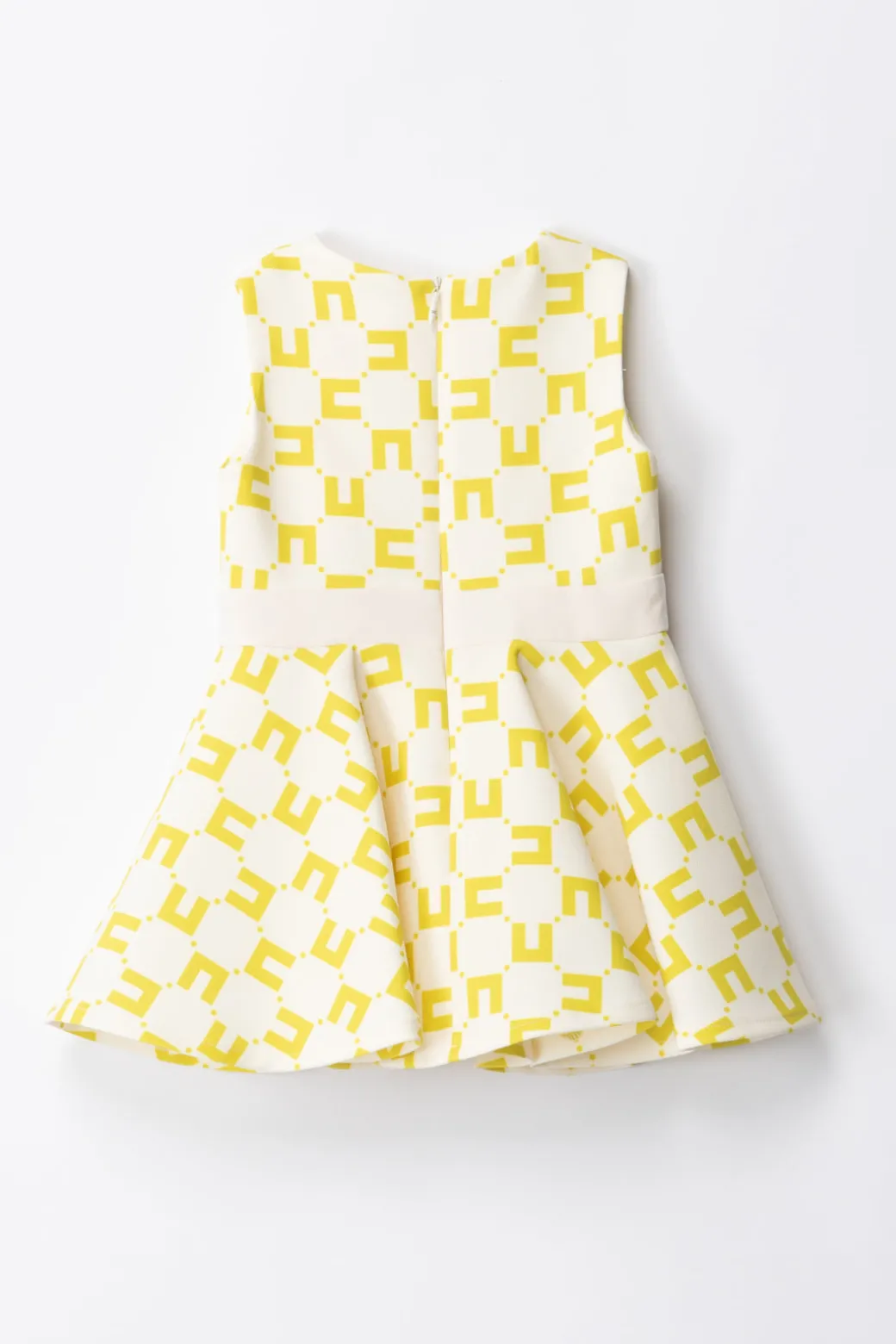 Elisabetta Franchi Bambina Abito Stampa Logo con Gonna a RuotaBUTTER/CEDAR