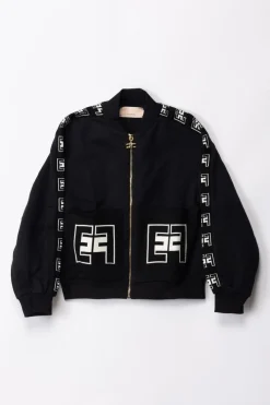 Elisabetta Franchi Bambina Felpa con Loghi a ContrastoBLACK/BLACK-BURRO