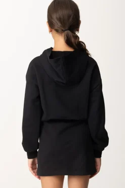 Elisabetta Franchi Bambina Abito Felpa con Cappuccio e Ricamo StemmaNERO